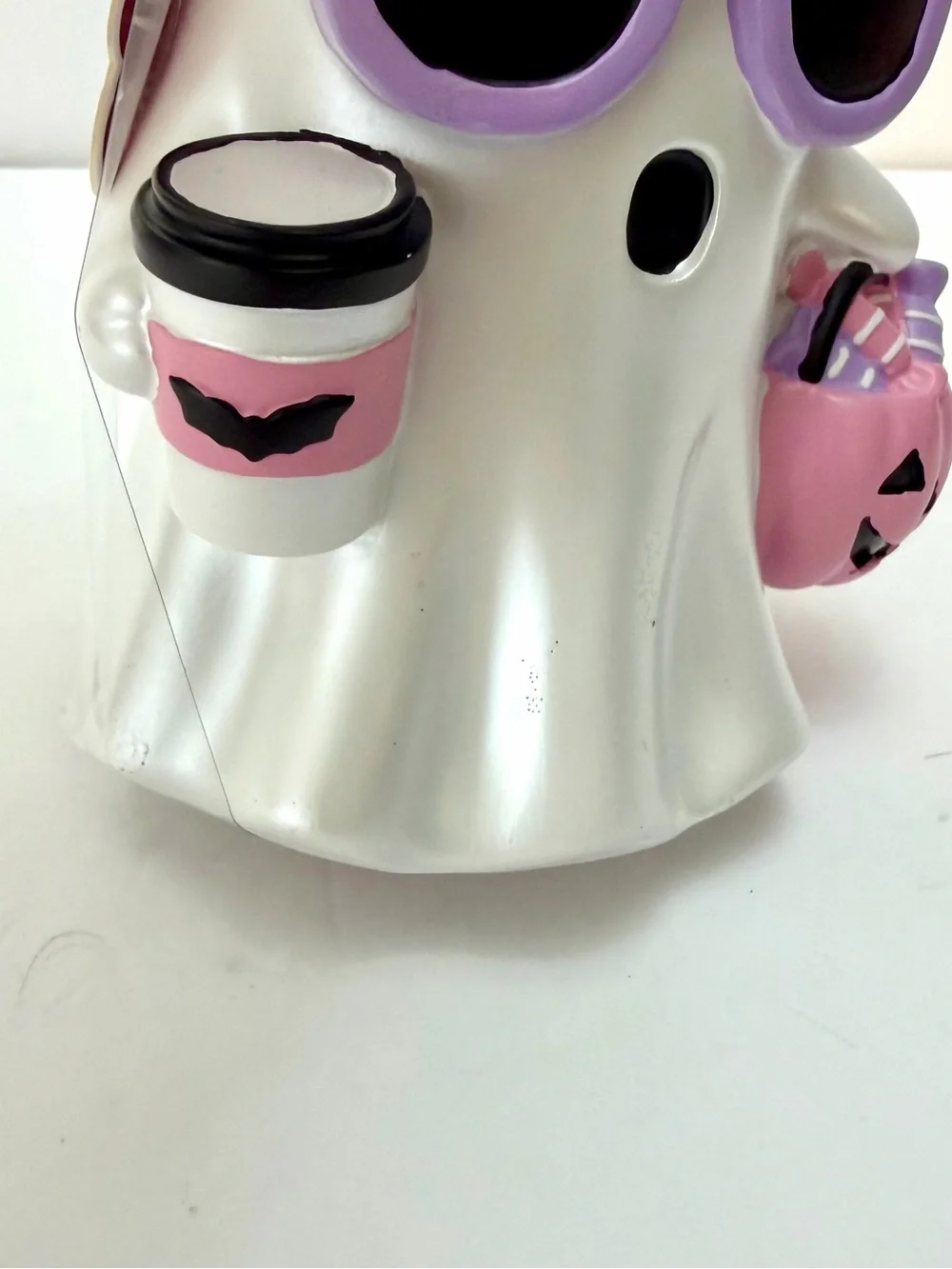 Halloween Ghost Soap Dispenser with Pink Bow and Sunglasses